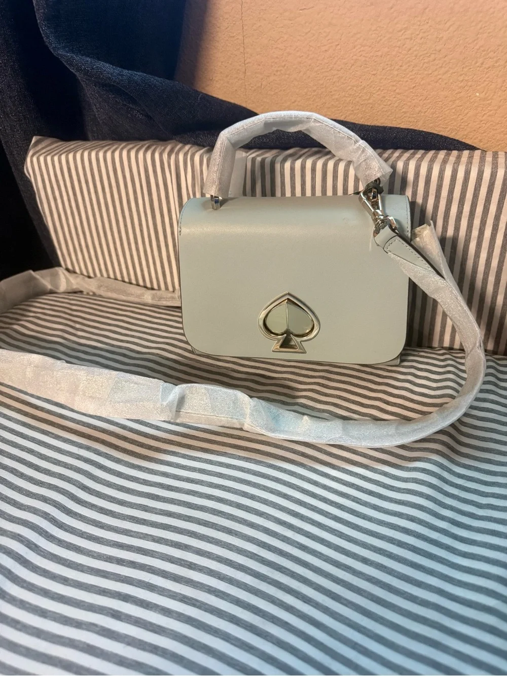 kate spade Pale Mint Top Handle Crossbody with Gold Spade Logo